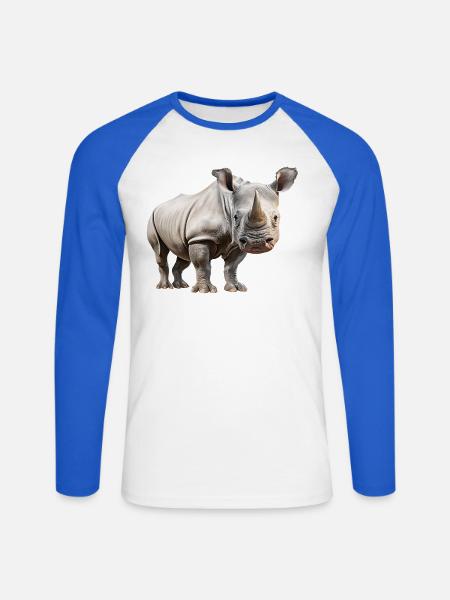 Nashorn - Unisex Baseballshirt langarm - Weiß/Royalblau