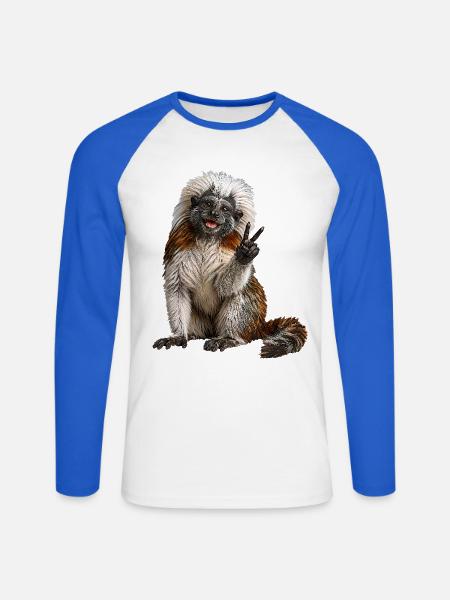 Lisztaffe - Unisex Baseballshirt langarm - Weiß/Royalblau