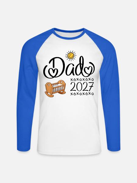 Dad 2027 - Papa 2027 - Unisex Baseballshirt langarm - Weiß/Royalblau