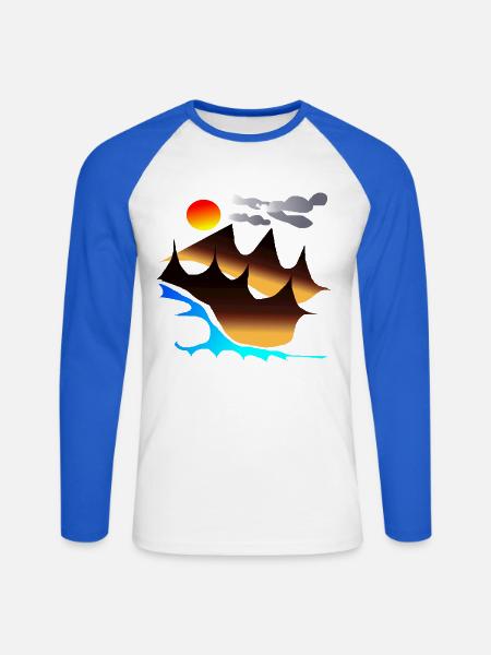 nueva_obra12 - Unisex Baseballshirt langarm - Weiß/Royalblau