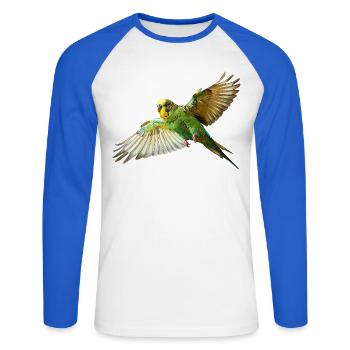 Wellensittich Kanarienvogel - Unisex Baseballshirt langarm - Weiß/Royalblau - Vorne - Nik (191cm)