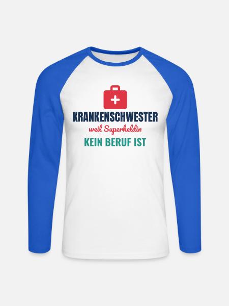 Krankenschwester – Superheldin ist kein Beruf - Unisex Baseballshirt langarm - Weiß/Royalblau