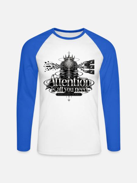 Attention – Quietly in Control - Unisex Baseballshirt langarm - Weiß/Royalblau