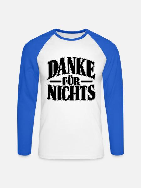 Danke für nichts – Sarkastischer Spruch - Unisex Baseballshirt langarm - Weiß/Royalblau