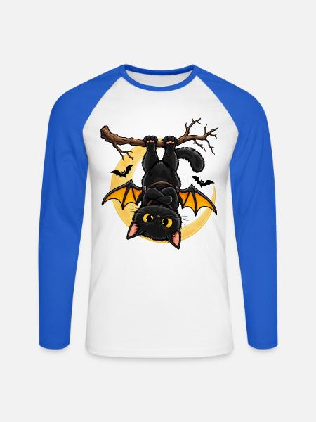 Mondscheinfledermaus am Ast - Unisex Baseballshirt langarm - Weiß/Royalblau