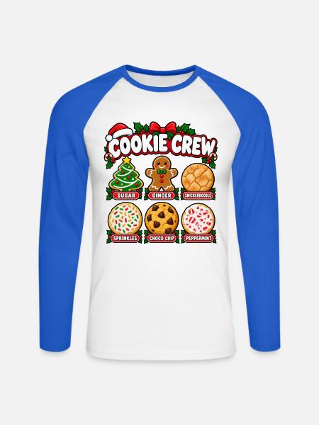 Cookie Crew Weihnachtskekse - Unisex Baseballshirt langarm - Weiß/Royalblau