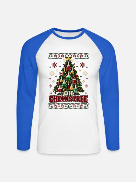 Oh Chemistree Science Christmas - Unisex Baseballshirt langarm - Weiß/Royalblau