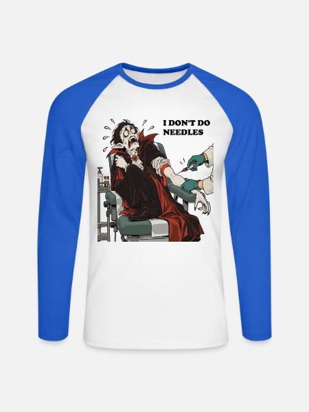 Vampire machen keine Nadeln - Unisex Baseballshirt langarm - Weiß/Royalblau