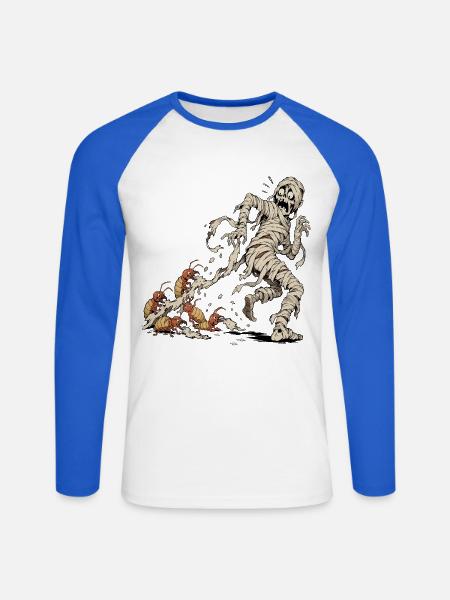 Mumie vs. Termiten - Unisex Baseballshirt langarm - Weiß/Royalblau
