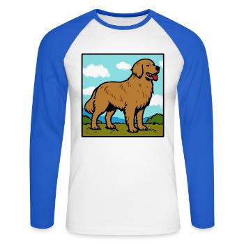 Golden Retriever - Unisex Baseballshirt langarm - Weiß/Royalblau - Vorne - Nik (191cm)