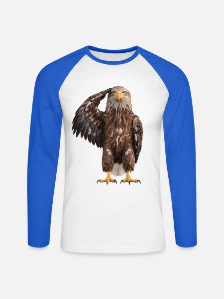 Seeadler Adler - Unisex Baseballshirt langarm - Weiß/Royalblau