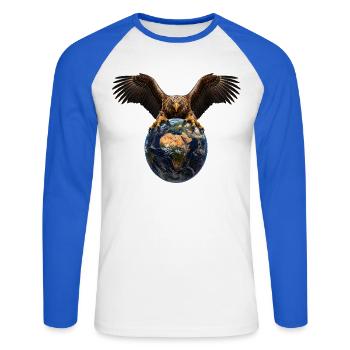 Seeadler Adler Eagle - Unisex Baseballshirt langarm - Weiß/Royalblau - Vorne - Nik (191cm)