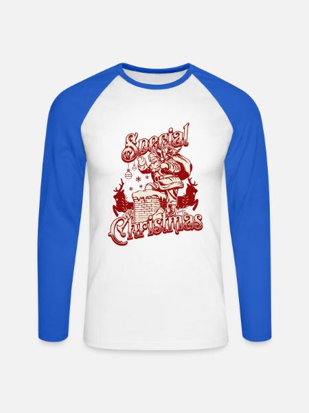 Besonderer Weihnachtsmann im Schornstein - Unisex Baseballshirt langarm - Weiß/Royalblau