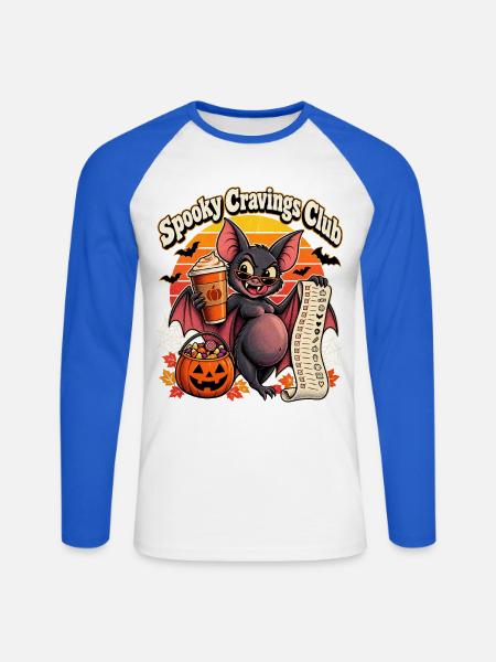 Halloween Vampirfledermaus Spooky Cravings Crew - Unisex Baseballshirt langarm - Weiß/Royalblau