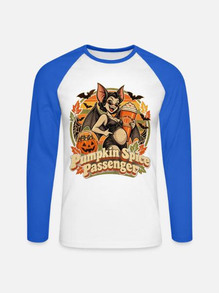 Halloween Schwangere Vampirfledermaus Pumpkin - Unisex Baseballshirt langarm - Weiß/Royalblau