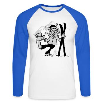 Apres-ski - Unisex Long Sleeve Baseball T-Shirt - white/royal blue - Front - Nik (191cm)