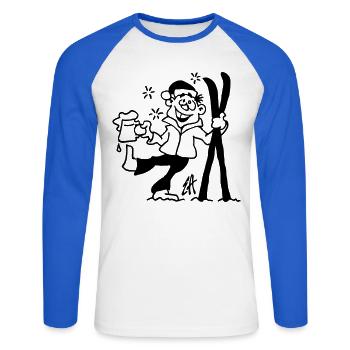 Apres-ski - Unisex Long Sleeve Baseball T-Shirt - white/royal blue - Front - Nik (191cm)