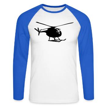 Hubschrauber - Unisex Baseballshirt langarm - Weiß/Royalblau - Vorne - Nik (191cm)