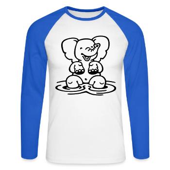 little elephant (a) - Unisex Long Sleeve Baseball T-Shirt - white/royal blue - Front - Nik (191cm)
