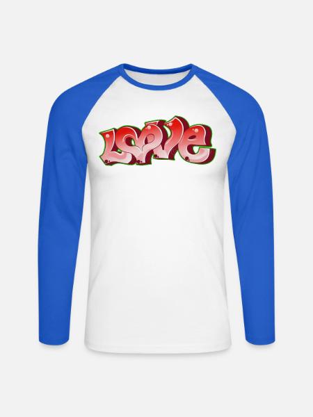 Love Graffiti Pink Neon - Unisex Baseballshirt langarm - Weiß/Royalblau