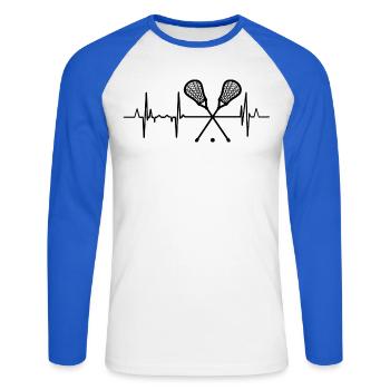 Ligne de cœur de crosse - T-shirt baseball manches longues Homme - blanc/bleu royal - Devant - Nik (191cm)