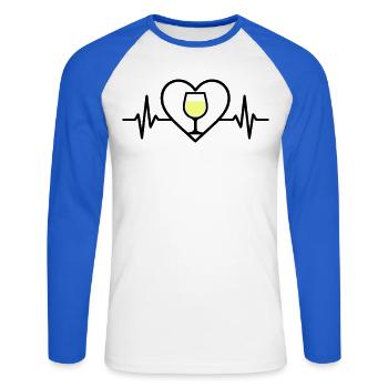Wine Wine Glass Heart White Wine - Unisex Long Sleeve Baseball T-Shirt - white/royal blue - Front - Nik (191cm)