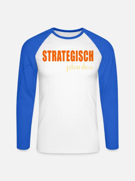 Strategisch Planlos - Unisex Baseballshirt langarm - Weiß/Royalblau