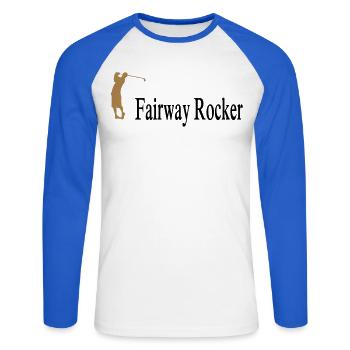 golf - Unisex Long Sleeve Baseball T-Shirt - white/royal blue - Front - Nik (191cm)