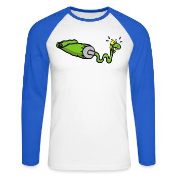 Green snake and gouache tube - Unisex Long Sleeve Baseball T-Shirt - white/royal blue - Front - Nik (191cm)