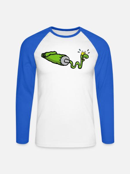 Green snake and gouache tube - Unisex Long Sleeve Baseball T-Shirt - white/royal blue