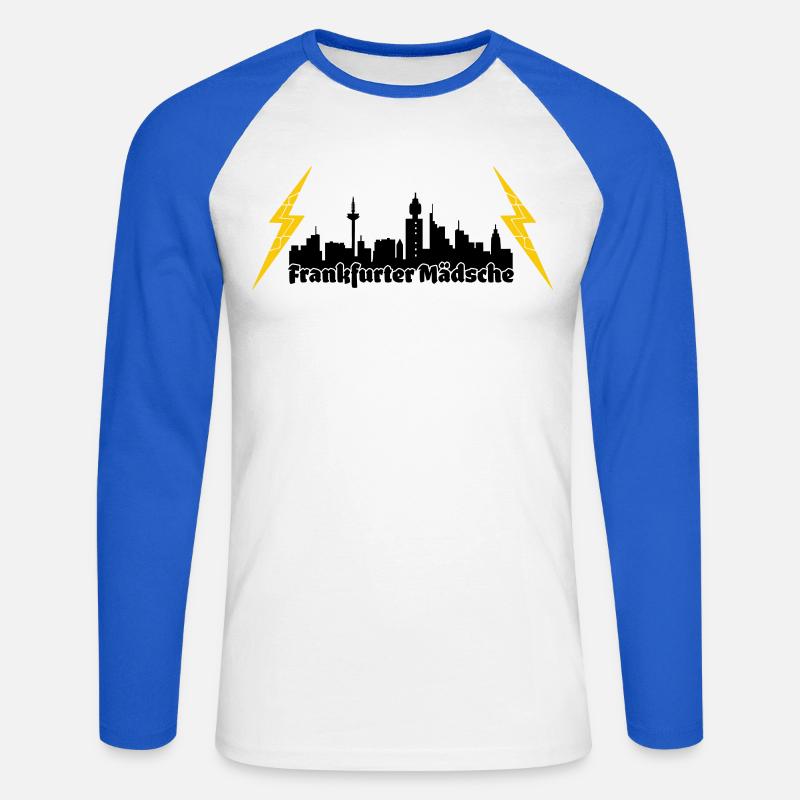 Frankfurter Maedsche ffm skyline - Unisex Baseballshirt langarm - Weiß/Royalblau