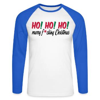christmas - Unisex Long Sleeve Baseball T-Shirt - white/royal blue - Front - Nik (191cm)