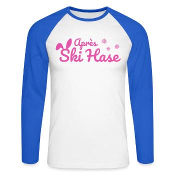 Apres Ski Rabbit Ski Après Ski Party Snow pink - Unisex Long Sleeve Baseball T-Shirt - white/royal blue - Front - Nik (191cm)