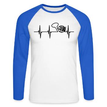 Cor d’harmonie ECG Heart Line - T-shirt baseball manches longues Homme - blanc/bleu royal - Devant - Nik (191cm)