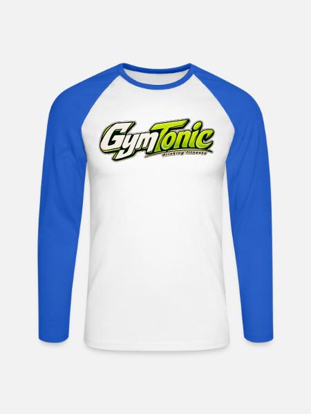GymTonic – Trinkfitness - Unisex Baseballshirt langarm - Weiß/Royalblau