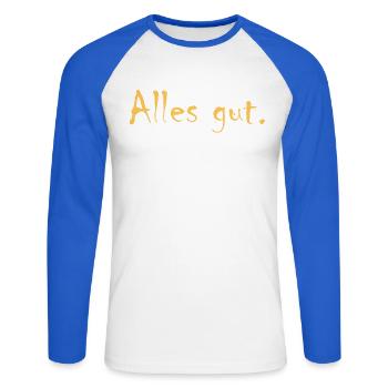 All good - Unisex Long Sleeve Baseball T-Shirt - white/royal blue - Front - Nik (191cm)