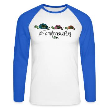 Familienausflug - Unisex Baseballshirt langarm - Weiß/Royalblau - Vorne - Nik (191cm)