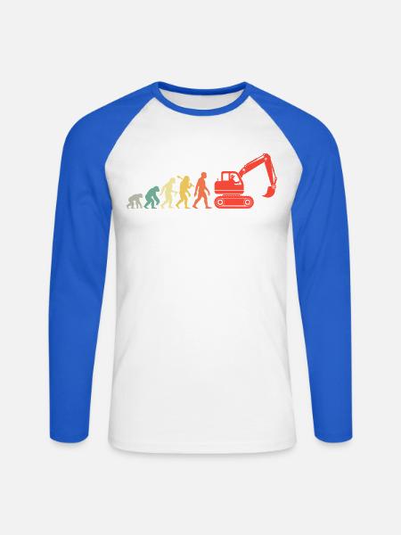 Baggerfahrer Baggerführer Evolution Bagger - Unisex Baseballshirt langarm - Weiß/Royalblau