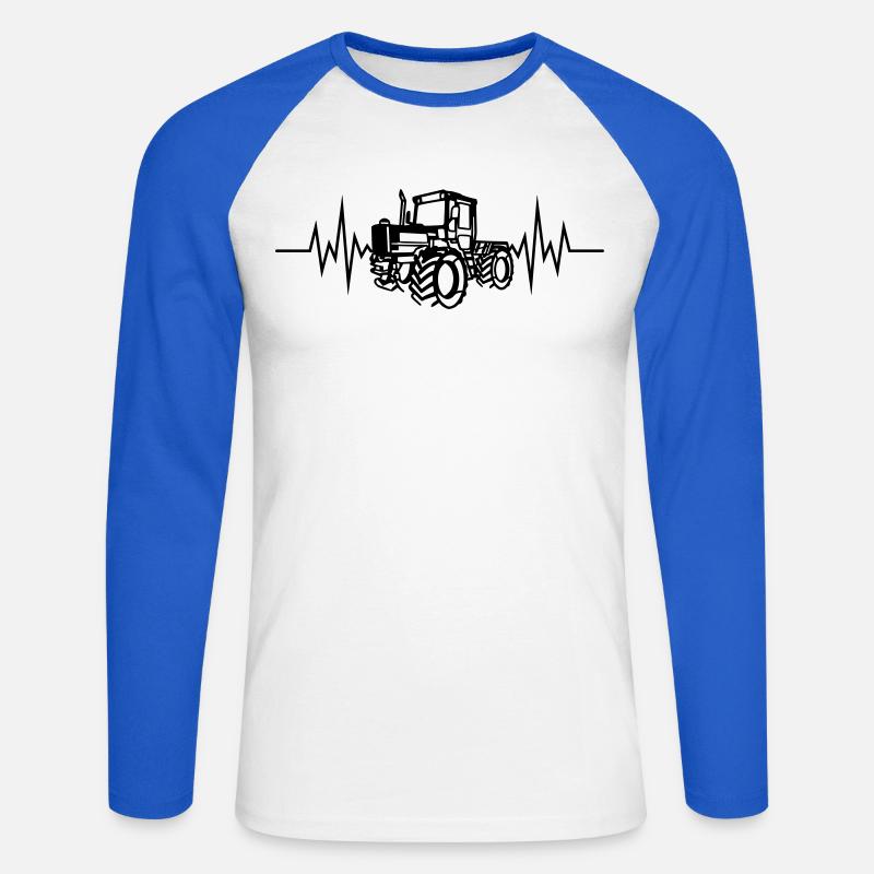 MB Trac 01 Herzfrq - Unisex Baseballshirt langarm - Weiß/Royalblau