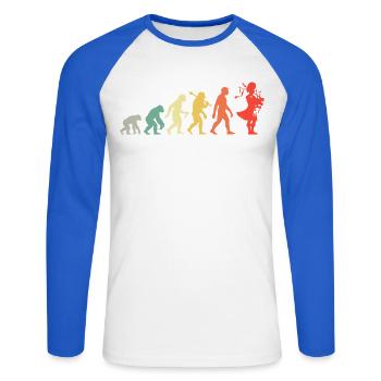 Retro Dudelsack Evolution Für Dudelsackspieler - Unisex Baseballshirt langarm - Weiß/Royalblau - Vorne - Nik (191cm)