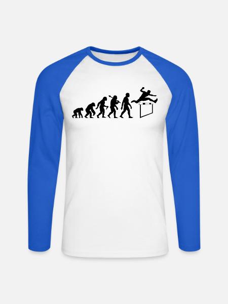 Hürdenläufer Evolution Hürdenlauf Leichtathletik - Unisex Baseballshirt langarm - Weiß/Royalblau