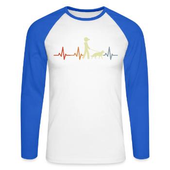 Cardiogramme du berger allemand - T-shirt baseball manches longues Homme - blanc/bleu royal - Devant - Nik (191cm)