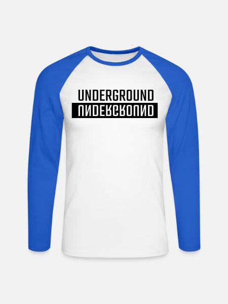 Background double font - Unisex Long Sleeve Baseball T-Shirt - white/royal blue
