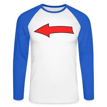 Arc à flèches - T-shirt baseball manches longues Homme - blanc/bleu royal - Devant - Nik (191cm)