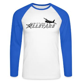 Gryttjom Allstars - T-shirt baseball manches longues Homme - blanc/bleu royal - Devant - Nik (191cm)