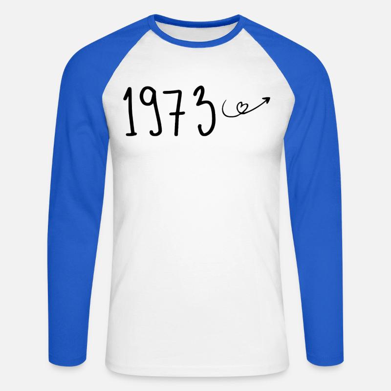 1973 Jubiläum 1973 Retro 1973 - Unisex Baseballshirt langarm - Weiß/Royalblau