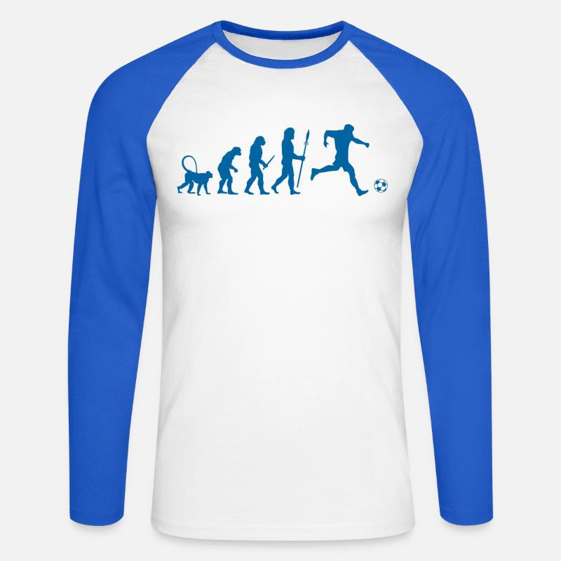 Evolution of a Soccer Player - Unisex Baseballshirt langarm - Weiß/Royalblau