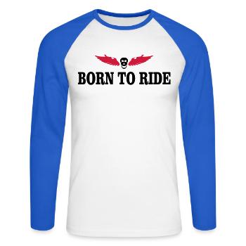 biker - Unisex Long Sleeve Baseball T-Shirt - white/royal blue - Front - Nik (191cm)