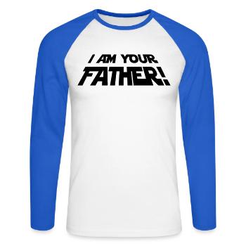 I'm Your Father - T-shirt baseball manches longues Homme - blanc/bleu royal - Devant - Nik (191cm)