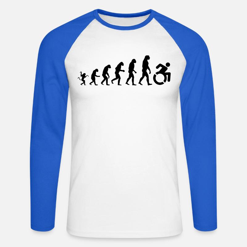 Evolution des Rollstuhls * - Unisex Baseballshirt langarm - Weiß/Royalblau